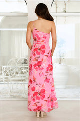 Evening Serenade One Shoulder Maxi Dress Pink