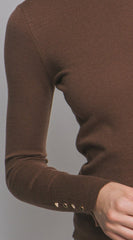 Gigi High Neck Long Sleeve Top - Brown