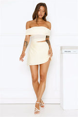 Break The Internet Mesh Off Shoulder Mini Dress Yellow