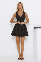 Be Mine Main Embroidered Mini Dress Black