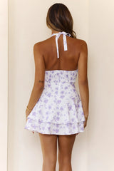 Flirt A Little Floral Halter Mini Dress White