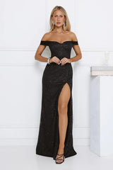 Exclusive Guest List Off Shoulder Maxi Dress Black