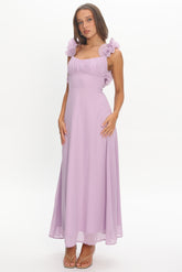 Eloquent Lace-Up Back Maxi Dress Lilac