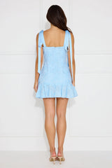 Blossom Embellish Embroidered Mini Dress Blue