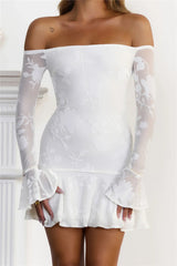 Electric Envy Off Shoulder Mini Dress White