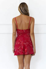 Darling Daze Embellished Mini Dress Red