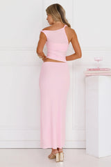 Everyday Pretty Off Shoulder Mesh Maxi Dress Pink