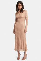 Adoni Lace Midi Dress - Biscuit
