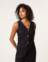 Crinkle Button Front Waistcoat
