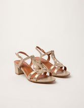 Gold Short Heel Sandals