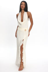Logen Cowl Halterneck Maxi Dress Eggshell