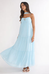 Meesha Cami Strap Scarf Maxi Dress Blue