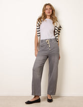 Drawstring Seam Detail Wide Leg Jeans