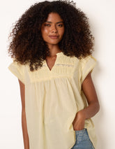 Cotton Embroidery Detail Ruffle Sleeve Top