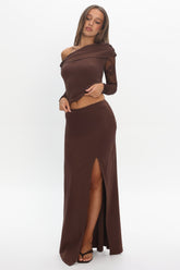 Breonna Front Split Maxi Skirt Chocolate