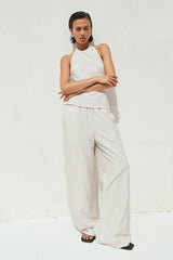 Heather Pant - Stone Pinstripe