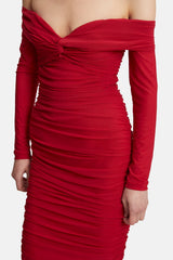 Helena Midi Mesh Dress - Fire Red