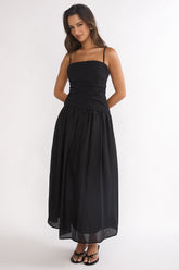 Tobi Square Neck A-Line Maxi Dress Black