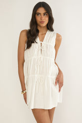 Antibes Tie Front Mini Dress White