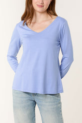 Basic V Neck Long Sleeve Blouse