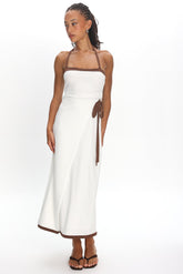 Belira Wrap Front Midi Dress Ivory