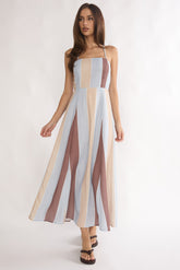Second Glance Olga Criss-Cross Back Maxi Dress Stripe