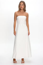 Celandra Bow Bodice Maxi Dress White