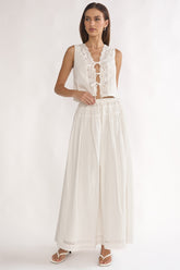 Beliza Lace Trim Skirt White