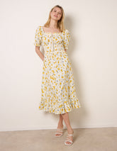 Ditsy Floral Poplin Milkmaid Midi Dress