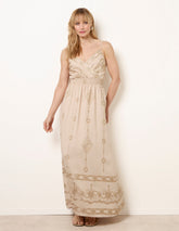 Embroidered Maxi Dress With Adjustable Straps