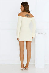 Falling Light Ribbed Long Sleeve Mini Dress Yellow