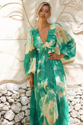 Coastlines Maxi Dress - Green Multi