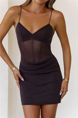 Femme Shine Mini Dress Brown