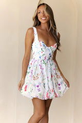 Enchanted Blooms Mini Dress White