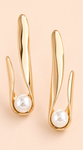 Mariselle Pearl Wrap Drop Earrings - Gold