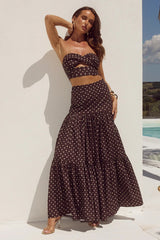 Ayla Maxi Skirt - Choc/Lemon Polka
