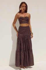 Ayla Maxi Skirt - Choc/Lemon Polka