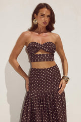 Ayla Top - Choc/Lemon Polka
