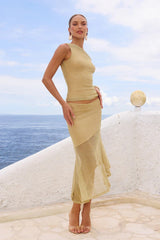 Elaine Flounce Midi Skirt - Gold