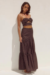 Ayla Maxi Skirt - Choc/Lemon Polka