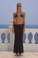 Cyrus Maxi Skirt - Black Polka