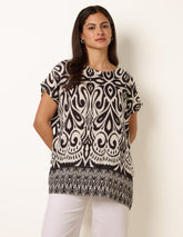 Round Neck Top With Abstract Print