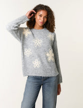 Jumper With Embroidered Flowers