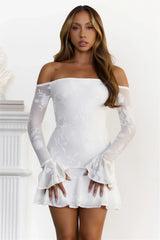 Electric Envy Off Shoulder Mini Dress White