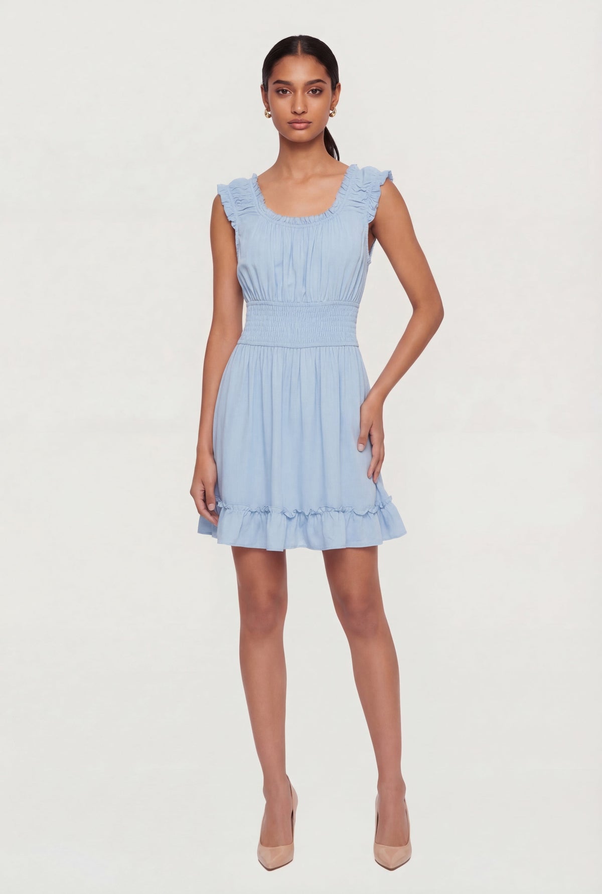 Square Neck Smocked Waist Peasant Dress