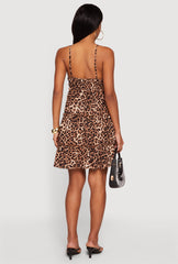 Leopard Print Ruffle Tiered Cami Mini Dress