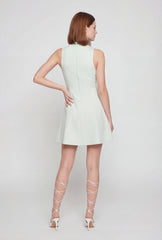 Sleeveless Mock Neck Skater Dress with Zip Back