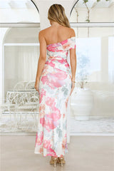 Fizz Soirée One Shoulder Mesh Maxi Dress Print