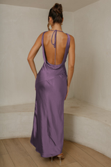Cassandra Open Back Maxi Dress - Grape (PREORDER)