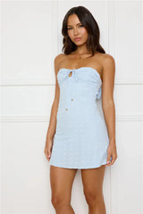 Always Captivating Strapless Mini Dress Blue
